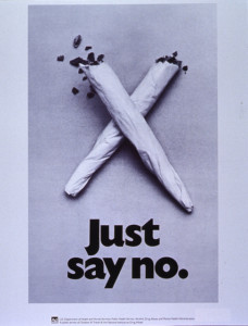 image of two cigarettes with caption "just say no."