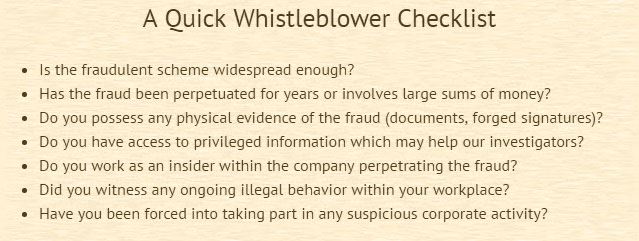 whistleblower checklist